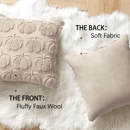 MIULEE Fall Pumpkin Pillow Covers 24x24 Inch Set of 2 Beige Autumn Decor