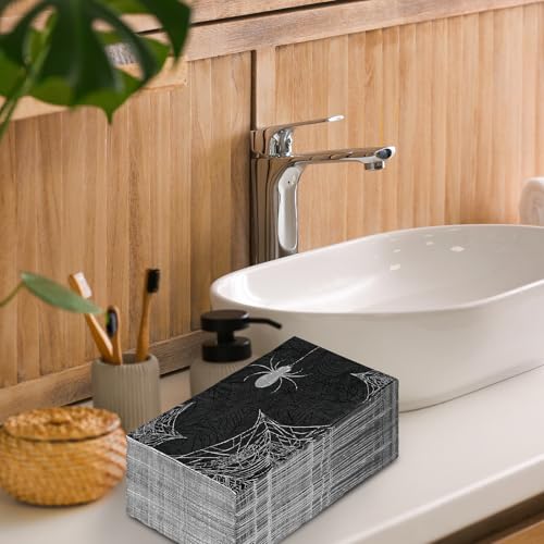 80Pcs Halloween Spider Web Disposable Napkins - Black & White Party Table Decor
