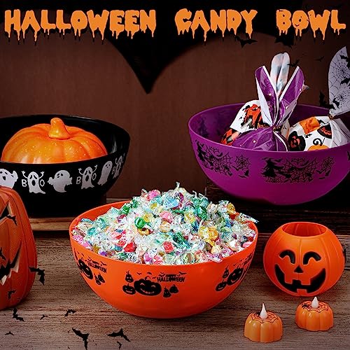 Halloween Candy Bowls Set - Plastic Trick or Treat Serving Bowls, Horrific Variation
