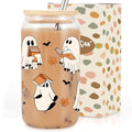 Halloween Ghost Bookish Glass Tumbler - 16oz Spooky Fall Coffee Mug