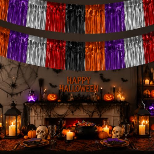 OHOME Halloween Party Decorations - Trick or Treat Streamer Backdrop Banner 10FT - Red & Black