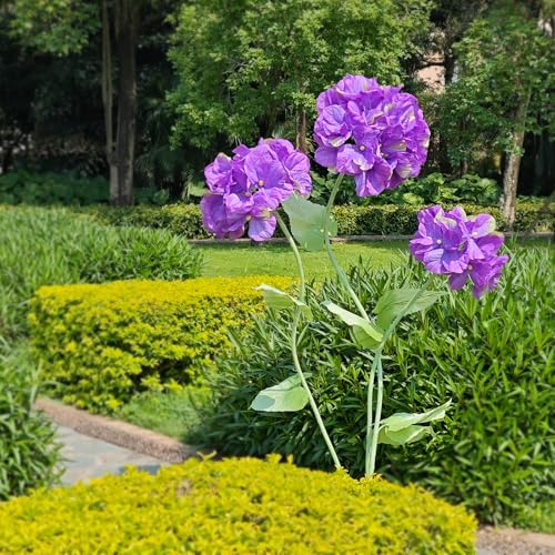 Artificial Hydrangea Flowers 3pcs - Large Faux Flower Branch Decor, Purple