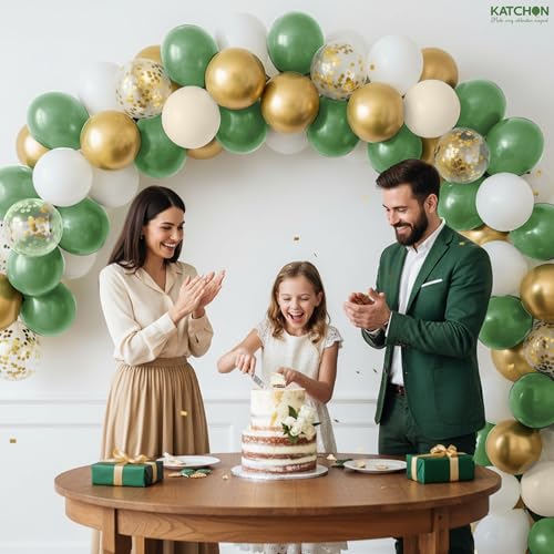 Sage Green Balloon Set - 60 Pcs with Gold & White Variations for Weddings & Parties