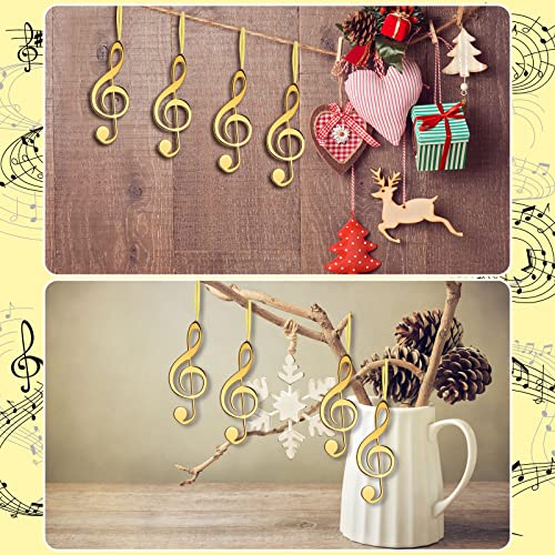 Gold Christmas Music Note Ornaments - 24 Pack Treble Clef Hanging Decorations