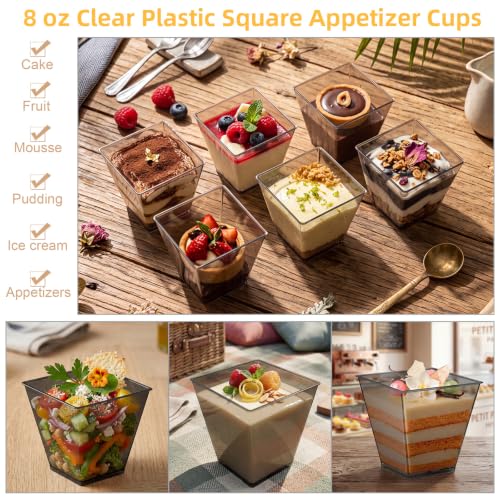 Black Plastic Dessert Cups - 8 oz Square Style, 100 Pack