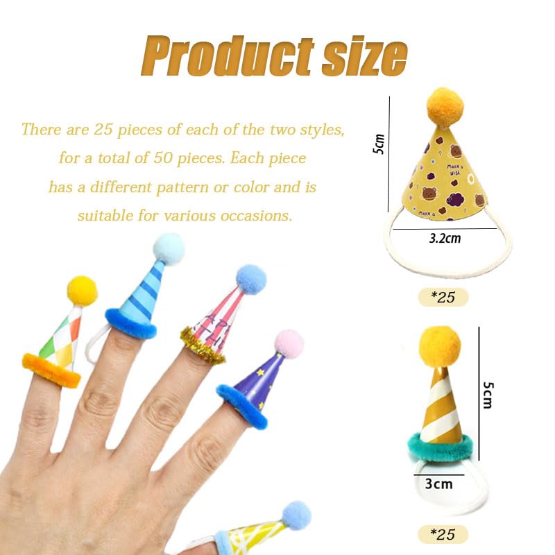 Mini Birthday Party Hats for Small Animals & Toys - 50 pcs