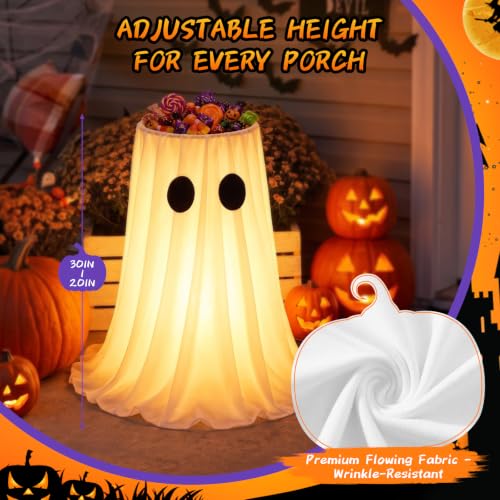 Halloween Ghost Candy Bowl with Glowing Lights & 8 Modes - Indoor & Outdoor Decor