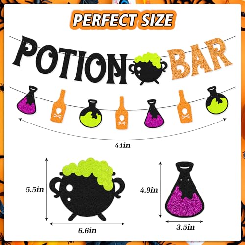 Halloween Potion Bar Banner Witches Haunted House Party Decorations - Black & Orange