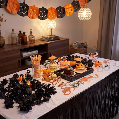 Summer Halloween Pool Party Decorations Set - Inflatable Pumpkins, Beach Balls & Table Skirt