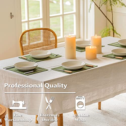 Green Linen Cloth Placemats Set of 4 - Heat Resistant Dining Table Mats