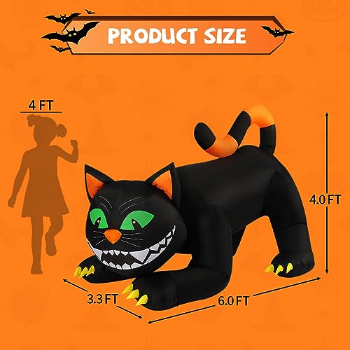 Halloween Black Cat Inflatable Decoration with LED Lights - Outdoor Yard Decor