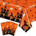 CAVETEE Halloween Tablecloth Set - 3 Pack Orange Pumpkin Ghost Party Covers