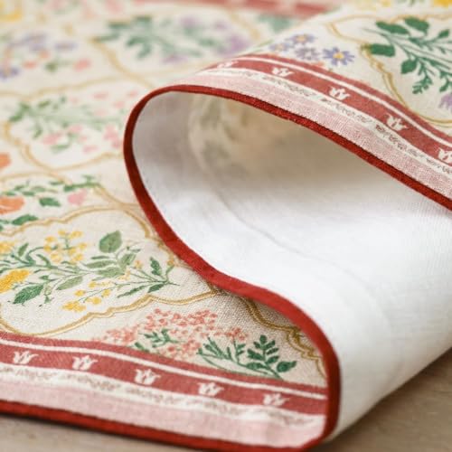 Beige Diamond Plaid Flower Vintage Table Runner 13x72 Inch - Pink/Beige Variation
