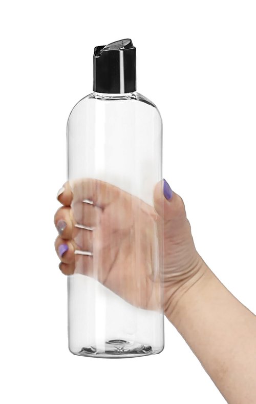 ljdeals 16 oz Clear Plastic Refillable Squeeze Bottles (3 Pack), BPA-Free Empty Travel Containers with Leak-Proof Disc Top Flip Caps for Shampoo, Lotion, Soap, and Creams, made in USA