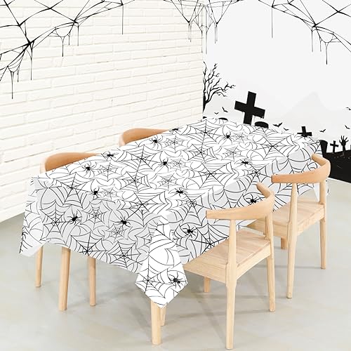 White Spider Web Halloween & Christmas Plastic Table Cover - 54 x 108 in - 2 Pack