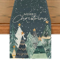 Snow Trees Christmas Table Runner 13x120 Inches - Blue Holiday Decor for Kitchen & Dining
