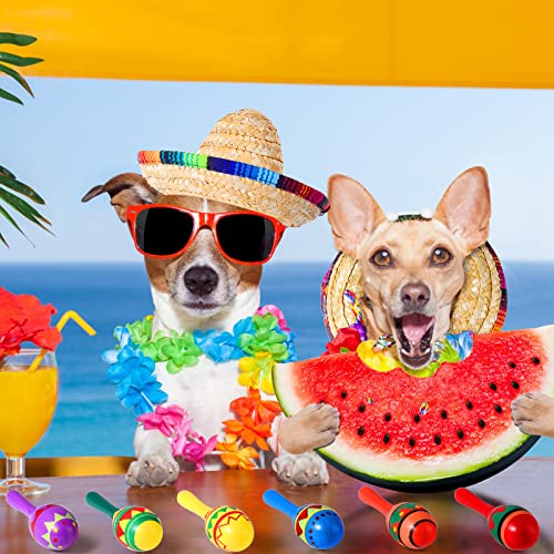 Mexican Fiesta Party Decor Set - Wooden Maracas & Mini Sombrero Hats - 18 Pieces