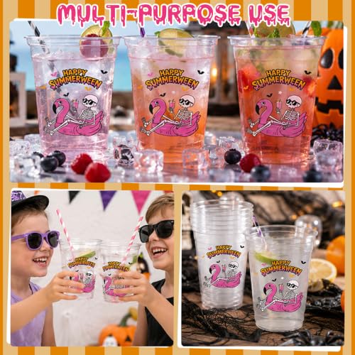 50 Pcs Summer Halloween Plastic Cups 12oz Disposable Party Drinkware