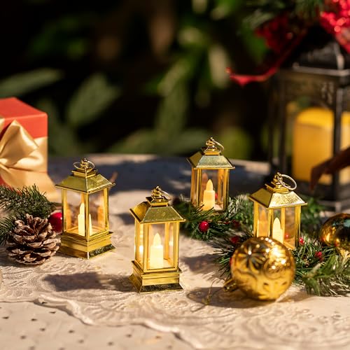 24 Pack Gold Mini Lanterns Decorative Indoor for Wedding & Events - Plain