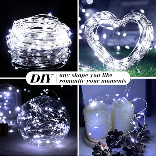 White Fairy String Lights - 100 Pack Mini Battery Operated LED Twinkle Lights - Cold White Variation