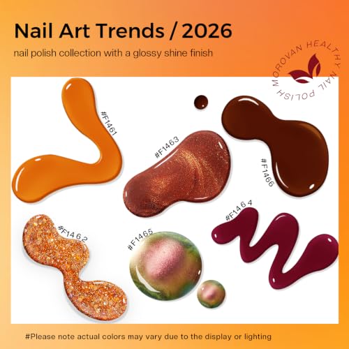 Morovan Fall Maple Leaf Nail Polish Set - 6 Autumn Colors, Holographic & Glitter
