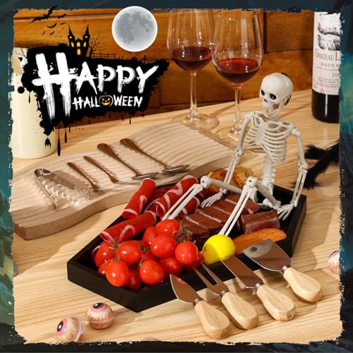 Halloween Coffin Charcuterie Board Set with Skeleton Knife and Accessories