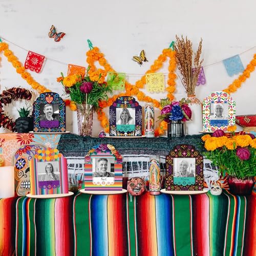 Day of the Dead Photo Frame Set - 12 Wooden Frames for Dia De Los Muertos Altars - Variation: Day of the Dead 12 Sets