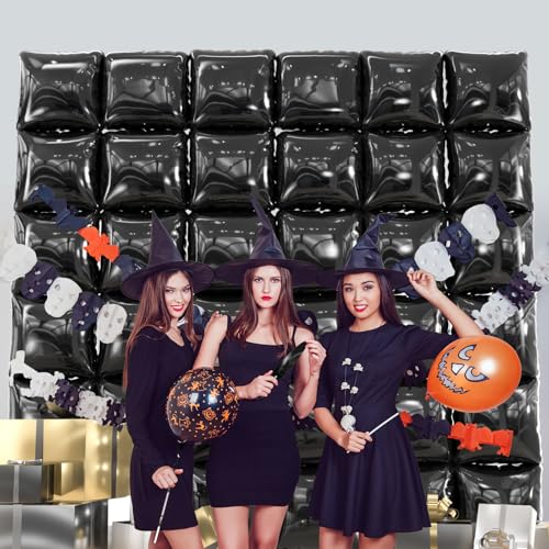 Black Square Foil Balloon Wall Kit - 36pcs Backdrop for Celebrations & Events - Variation: Black