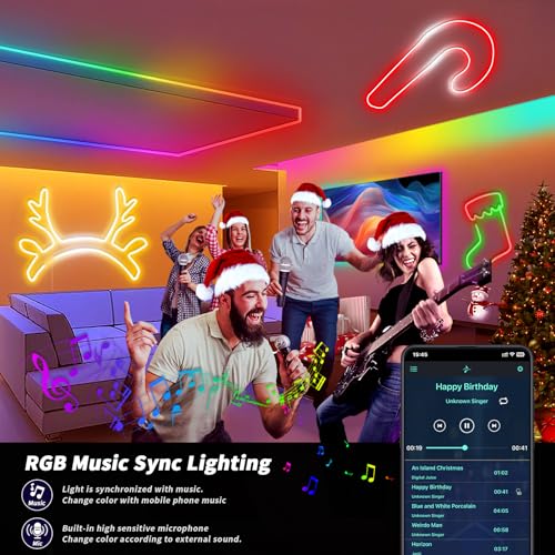 Neon Rope Light 6.56FT RGB LED Strip Light App & Button Control Waterproof