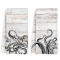 Black Octopus Kitchen Towels & Dishcloths Set of 2 Nautical Beach Decor
