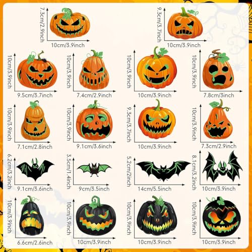 Halloween Luminous Pumpkins Bats Fridge Magnets 9pcs Party Decorations Multi1