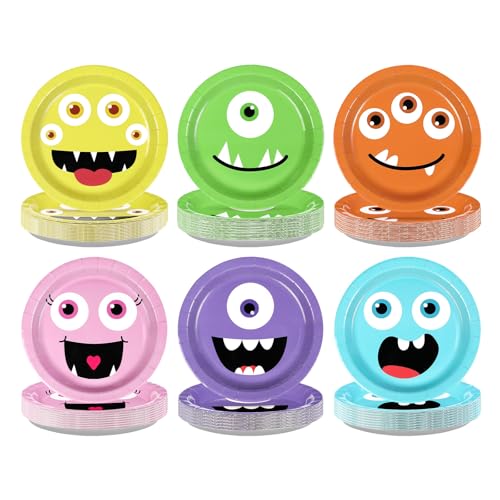 Colorful Face Plates 60Pcs 9-inch Cartoon Paper Plates for Birthday Party