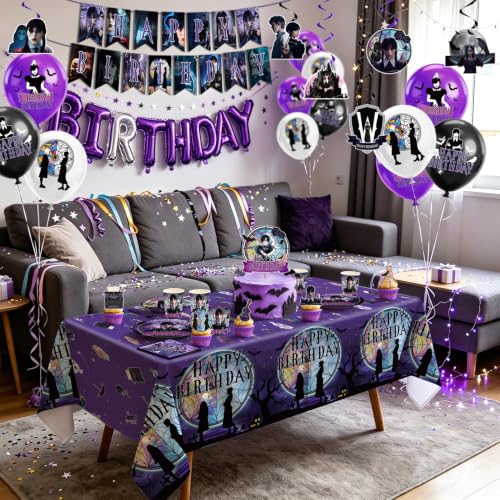 Halloween Birthday Party Decorations Set with Balloons, Banner & Tableware