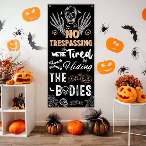 Skeleton Pumpkin Halloween Door Curtain Banner - Skeleton Pumpkin Variation 35x79 Inches