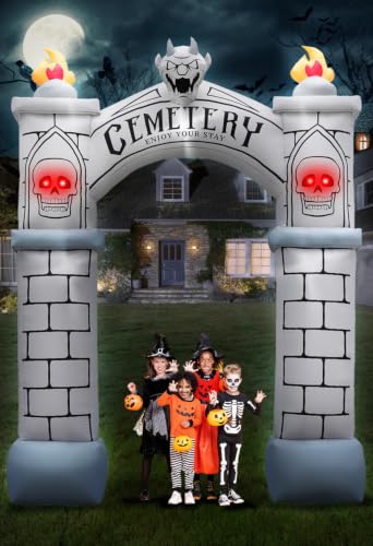 10FT Halloween Inflatable Haunted Cemetery Archway with LEDs - Outdoor Yard Decor