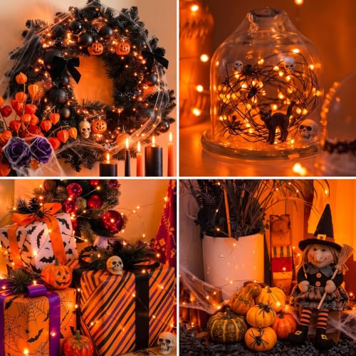 Orange Fairy Lights 6 Pack for Halloween Fall Decorations - 7ft String Lights