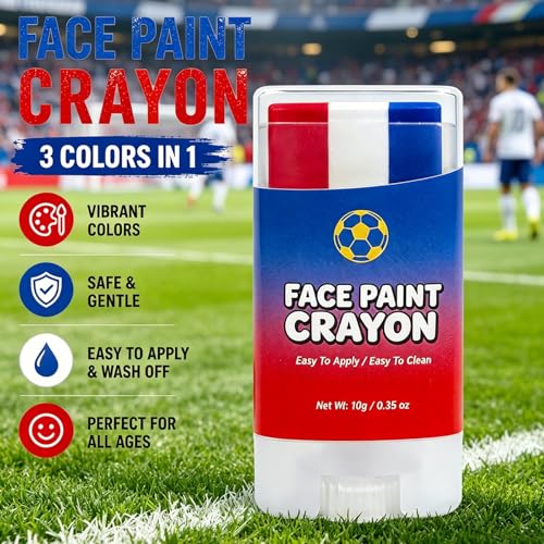 Red White and Blue Face Body Paint Stick for Soccer Fans - Variation of THIS listing