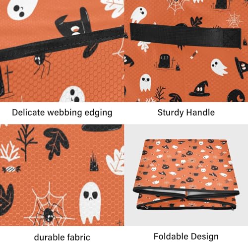 Halloween Ghost Pumpkin Ornament Storage Box with Zipper & Adjustable Dividers - Large 13x13 Inch Holiday Container