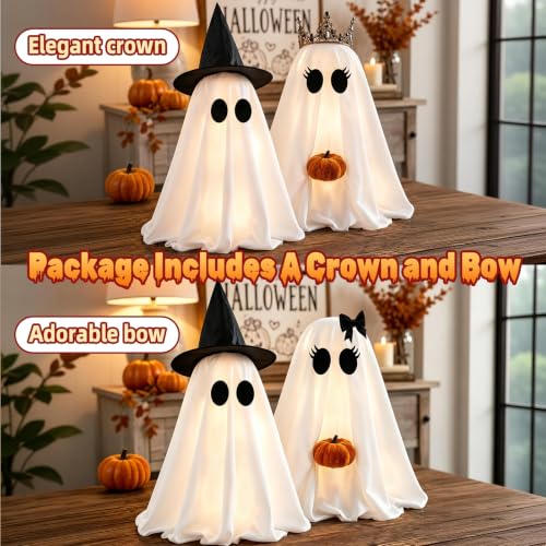 Light-Up Ghost Halloween Decorations - 2 Pack Indoor Spooky & Cute Decor