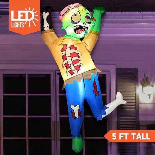 Inflatable Zombie Halloween Decoration with LED Lights - 5 FT Outdoor & Indoor Spooky Decor