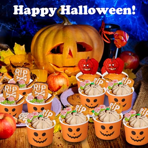 Halloween Pumpkin Ice Cream Cups 5oz - Orange, Pack of 200