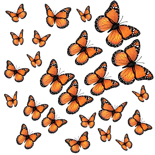 Magnetic Monarch Butterfly Wall Decals - 48 Pieces, Orange, 4 Sizes - Halloween & Autumn Decor
