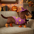 Halloween Dachshund Pillow - Dachshund Halloween Decor with Wizard Hat - 13.8 x 12.2 Inches - Halloween Dachshund Variation