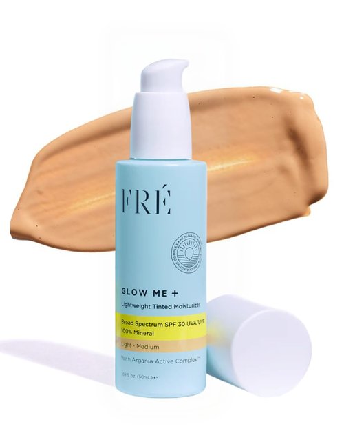 GLOW ME by FRE Skincare Tinted Mineral Sunscreen - SPF 30 Hydrating Face Moisturizer (Medium-Deep) | Lightweight & Reef-Safe for Glowing Skin