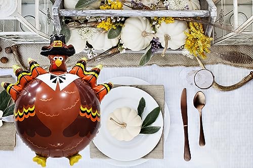Thanksgiving Turkey Foil Balloons Set - Autumn Harvest Party Decorations