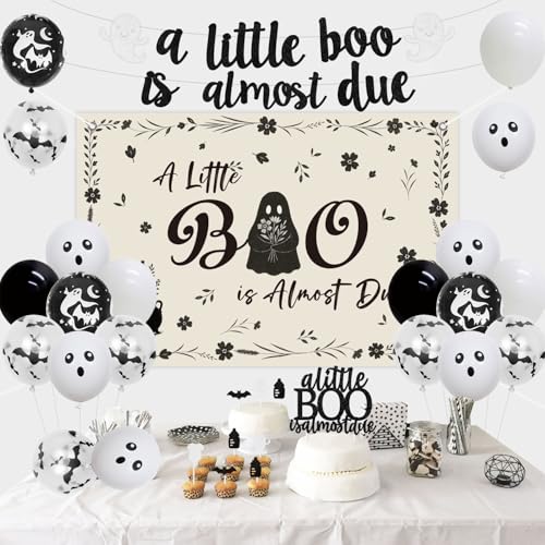 Halloween Baby Shower Decorations Set - Banner, Balloons & Backdrop for Spooky Celebration