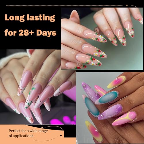 SITELENABY Long Almond Nail Tips,300PCS Soft Gel Pre-Shaped Acrylic Nail Tips X Half Cover Press On Nails, Almond Shape Nails For Nail Extension DIY