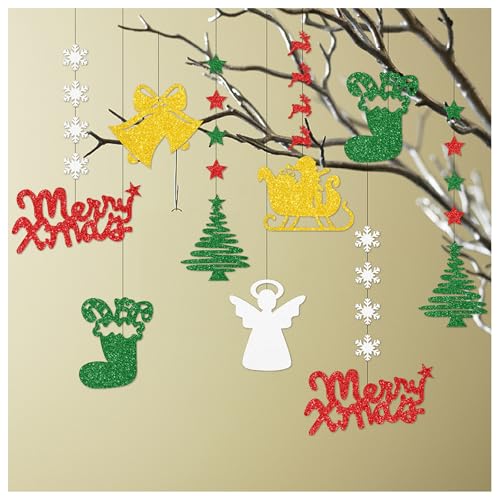 6Pcs Christmas Hanging Pull Flowers Decor - Holiday Ceiling & Tree Decorations