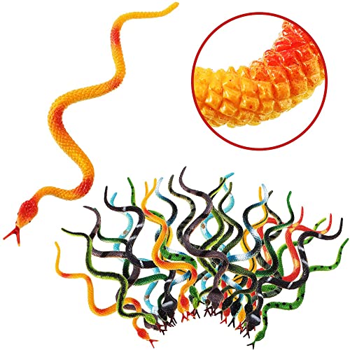 12 Pcs Small Plastic Fake Snakes Halloween Rubber Serpent Toys - Variation 12