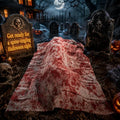 Giant Creepy Zombie Halloween Yard Decoration with Inflatable Body and Blood Cloth - Outdoor Horror Props